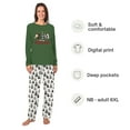 thumbnail image 2 of Western Country Christmas Pajamas, Cowhide Xmas Trees Print, Unisex Style, Long Sleeve Green Top and Wide-leg White Bottoms, 2 of 7