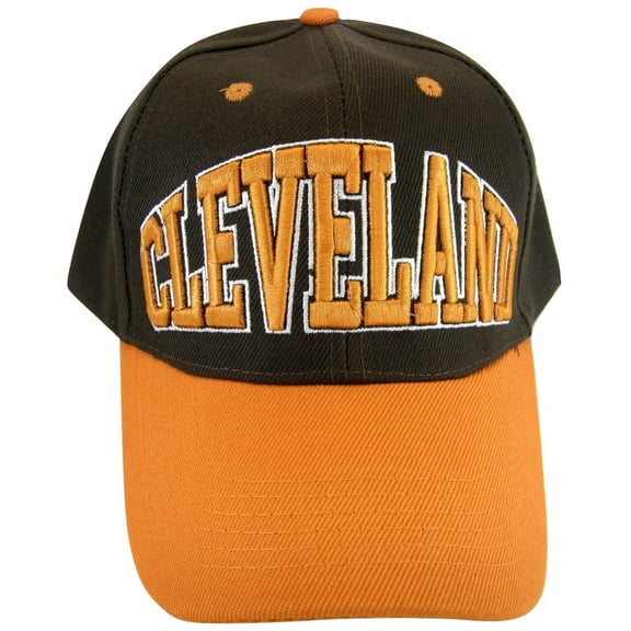 Cleveland Adult Size Adjustable Baseball Cap (Brown/Orange)