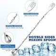 thumbnail image 3 of Long stainless steel spiral cocktail mixing spoon, long handle bar spoon Ice spoon Double-ended mixing spoon - silvery, 3 of 5