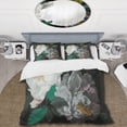 thumbnail image 2 of Designart "Noir Blooming White Peony II" Floral Peony Bedding Covert Set - Floral White Country Charm Bed Set With 1 Sham, 2 of 6