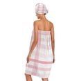 thumbnail image 2 of 3-Piece Bathroom Towel Set with Bath Towel, Quick-Dry Hair Cap and Hair Turban for Bath Yoga Beach Soft Pink Stripes, 2 of 6