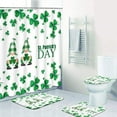 thumbnail image 3 of 4 Pcs Shower Curtain Set Abstract Green Bathroom Set with Shower Curtain and Rugs Accessories Green White and Gray Modern with Non-Slip Rugs Toilet Lid Cover and Bath Mat Bathroom, 3 of 7