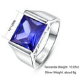 thumbnail image 2 of Men's Ring 10ct Square-Cut Created Blue Tanzanite 925 Sterling Silver Engagement Wedding Bands, 2 of 7