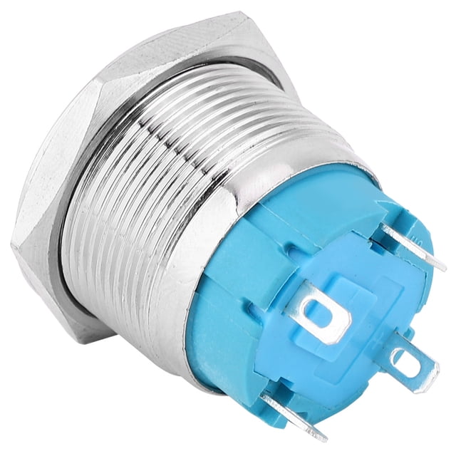 2PCS 4 Pin Self Locking Push Button Switch Stainless Steel Housing IP65, 22mm Metal Switch for Ship Car Modification, with Light