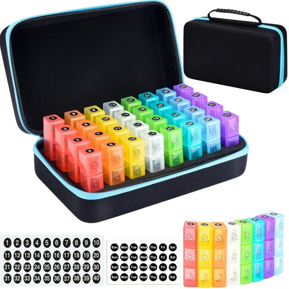 BEFUNZL pill organizer ,3x a day, month pill box organizer, 32 days travel pill box manager