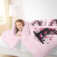 thumbnail image 3 of Erosebridal Pink Initial A Letter Queen Comforter Set, Flower Butterfly Bedding Comforter Set, 3pcs, 3 of 6
