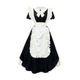 thumbnail image 4 of RoamHome Women's Maid Costume Flutter Sleeve Ruffled Apron Lace Up Lolita Dress Vintage Elegant Halloween Party Role Play Dress, 4 of 5