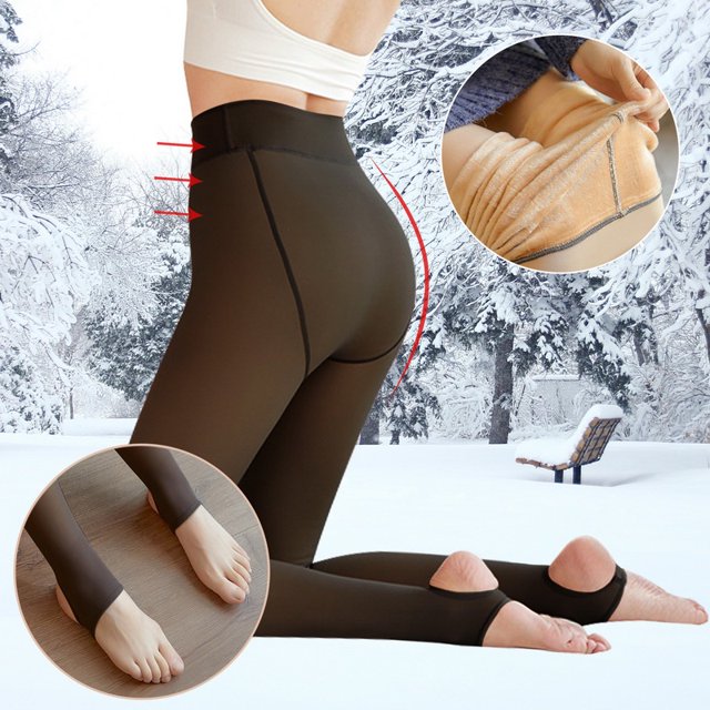 Pantimedias Térmicas De Invierno Cálidas Forradas De Felpa Translúcidas De Lana Gruesas