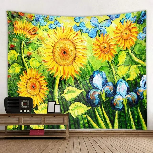 Tapiz para colgar en la pared, pintura al óleo, girasol amarillo, 150 x 100 cm