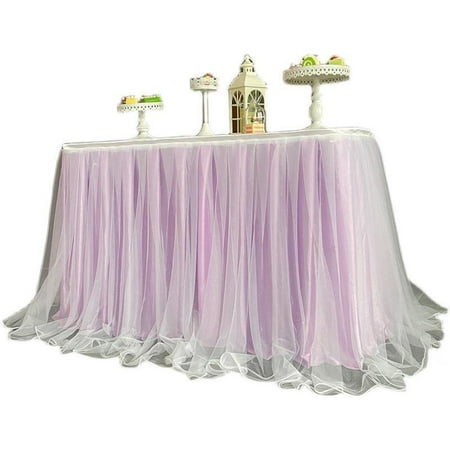 

Pengpaig Wedding dessert counter check-in counter table skirt birthday party table cloth fluffy yarn sold every one meters light purple white light purple cloth + light purple yarn Purple 1m