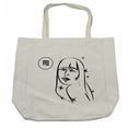 thumbnail image 1 of Zodiac Virgo Shopping Bag, Abstract Virgo Woman Portrait the Virgin with Stars and Monochrome, Eco-Friendly Reusable Bag for Groceries Beach and More, 15.5" X 14.5", Cream, by Ambesonne, 1 of 2