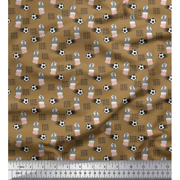 Soimoi Cotton Duck Fabric Football & Panda Kids Print Fabric by The Yard 42 Inch Wide