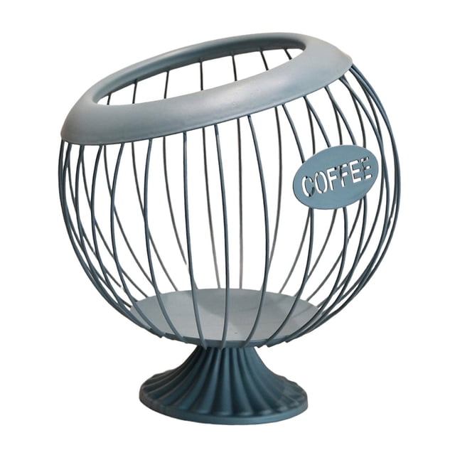 DimyFew Coffee Pod Holder Iron Modern Sturdy Storage Basket Espresso Capsule Organizer Container Durability Material Suitable for Kitchen Hotel Home Blue