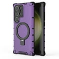 thumbnail image 3 of Compatible with Samsung Galaxy S24 Ultra Case, Slim Soft TPU Hard PC Phone Cases Fit for Samsung Galaxy S24 Ultra Compatible with MagSafe Magnetic Rotating Ring Kickstand Stand Matte Case, Purple, 3 of 10