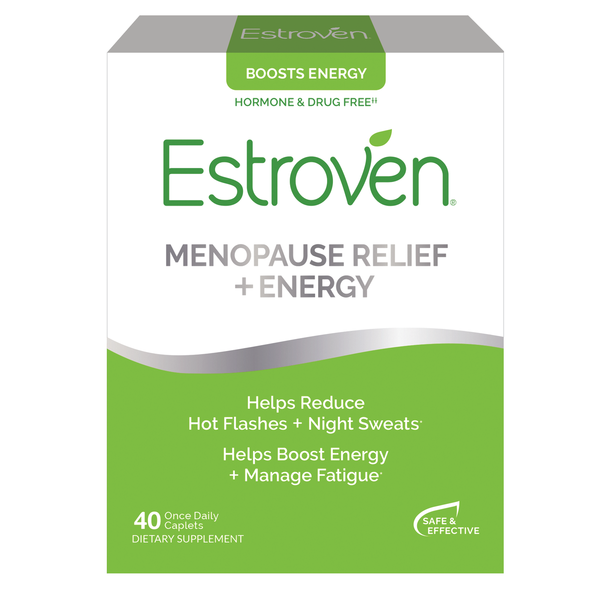 Estroven Menopause Relief + Energy Pill Supplements, Helps Manage Fatigue, Hormone Free, 40 ct