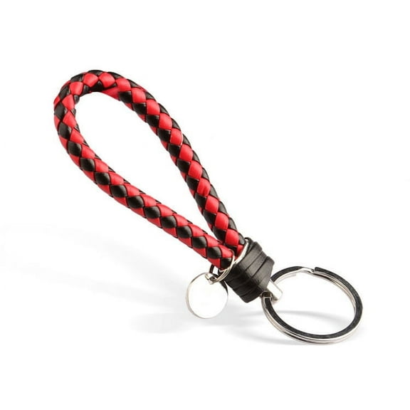Nvzi 5PCS keychain woven leather keychain, suitable for all car keychains men's keychain women's keychain (black and red)