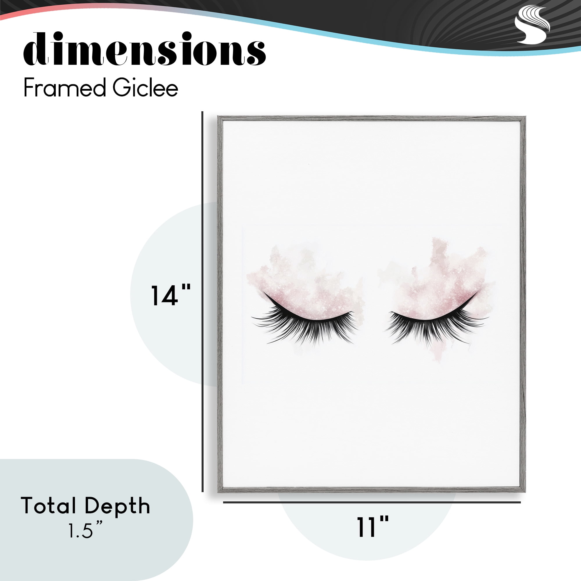 Pastel Pink Makeup & Lashes Gray Framed Giclee Art, design by Christine Simpson Art