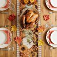 thumbnail image 5 of Thanksgiving Pumpkins Table Runner - 120 Inch Long Fall Maple Leaves Berries Brown Plaid Cotton and Linen Blended Dress Scarves Farmhouse Table Runner for Kitchen Dining, Coffee Table, 13" x 120", 5 of 8