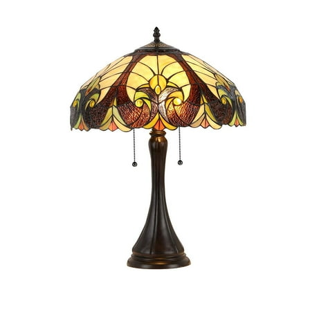Chloe Lighting Amor Tiffany-Style 2-Light Victorian Table Lamp with 16" Shade