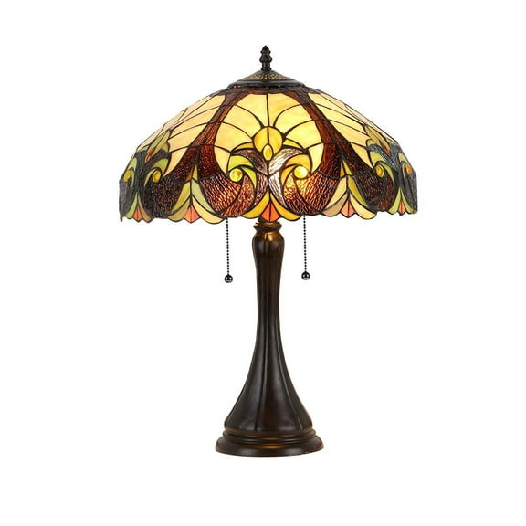 Chloe Lighting Amor Tiffany-Style 2-Light Victorian Table Lamp with 16" Shade