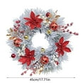 thumbnail image 3 of 17.71 Inch Cedar Christmas Wreath, Norfolk Pine with Ball Ornaments, Flower and Red Berries, Artificial Winter Wreath for Front Door Indoor Outdoor Holiday Decor, 3 of 7