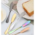 thumbnail image 2 of Juego de 5 cuchillos de mantequilla para esparcir queso de acero inoxidable, para desayuno, sándwiches, mermelada, postre, crema, arco iris, negro, dorado, oro rosa, plateado ER, 2 of 5
