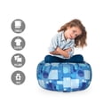 thumbnail image 2 of Geometric Storage Toy Bag Chair, Composition of Abstract Shapes Modern Motifs Concurrent Squares Along Circles, Stuffed Animal Organizer Washable Bag, Small Size, Sea Blue, by Ambesonne, 2 of 3
