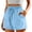 Light Blue, variant on BLVB Womens Summer Cotton Linen Shorts Elastic Waist Drawstring Shorts Ruffle Wide Leg Casual Beach Shorts with Pockets