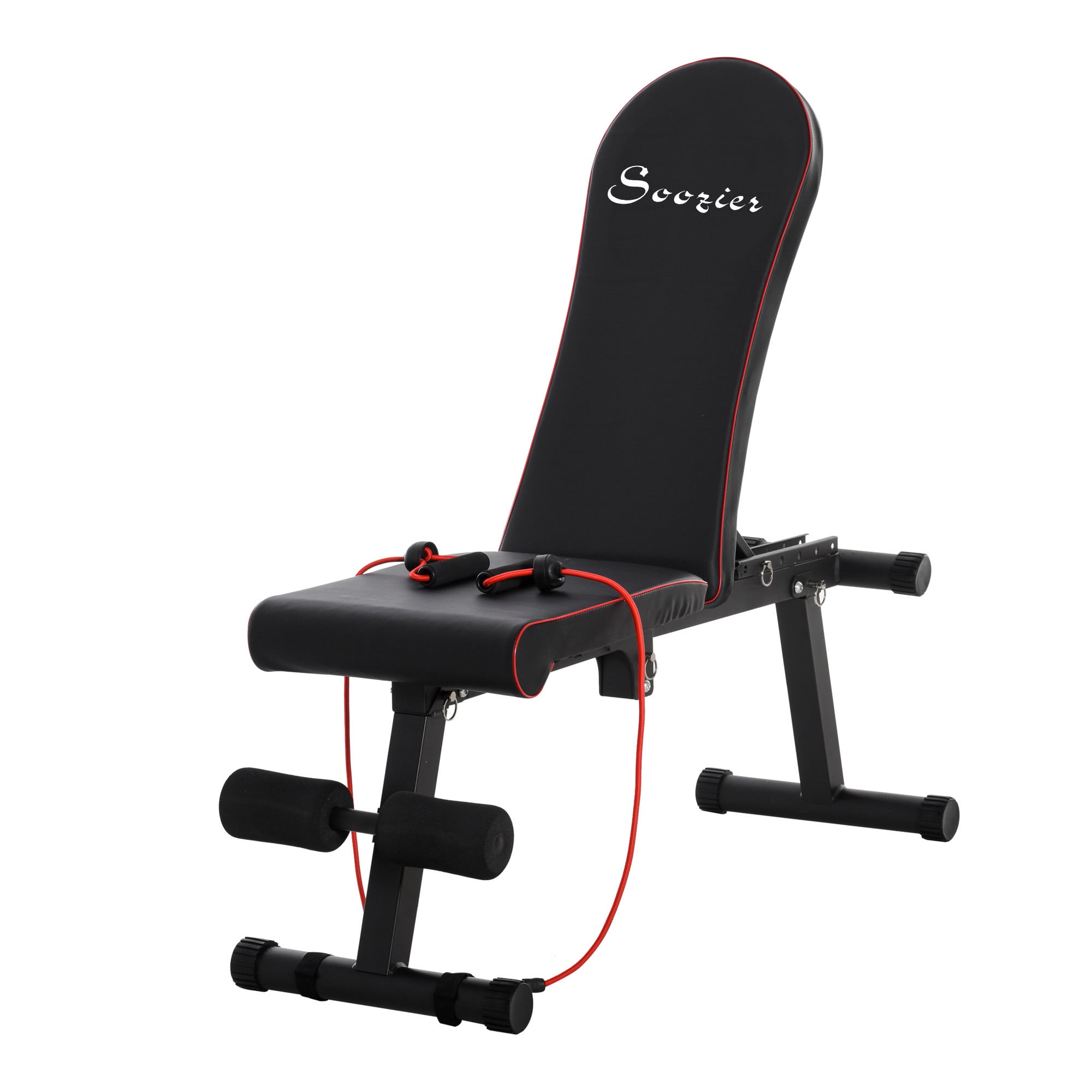 GYMAX Folding Sit Up Bench AB Abdominal Crunch Exercise Board W/Boxing Ball,Dumbbell,Train Ropes 