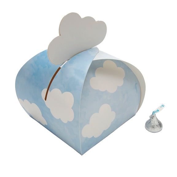Fun Express 4" x 5 1/2" Cloud Party Blue Sky Cardstock Folding Favor Boxes - 12 Pieces