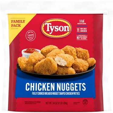 Tyson White Meat Chicken Nuggets, Family Pack, 64 oz (Frozen, Fully Cooked)