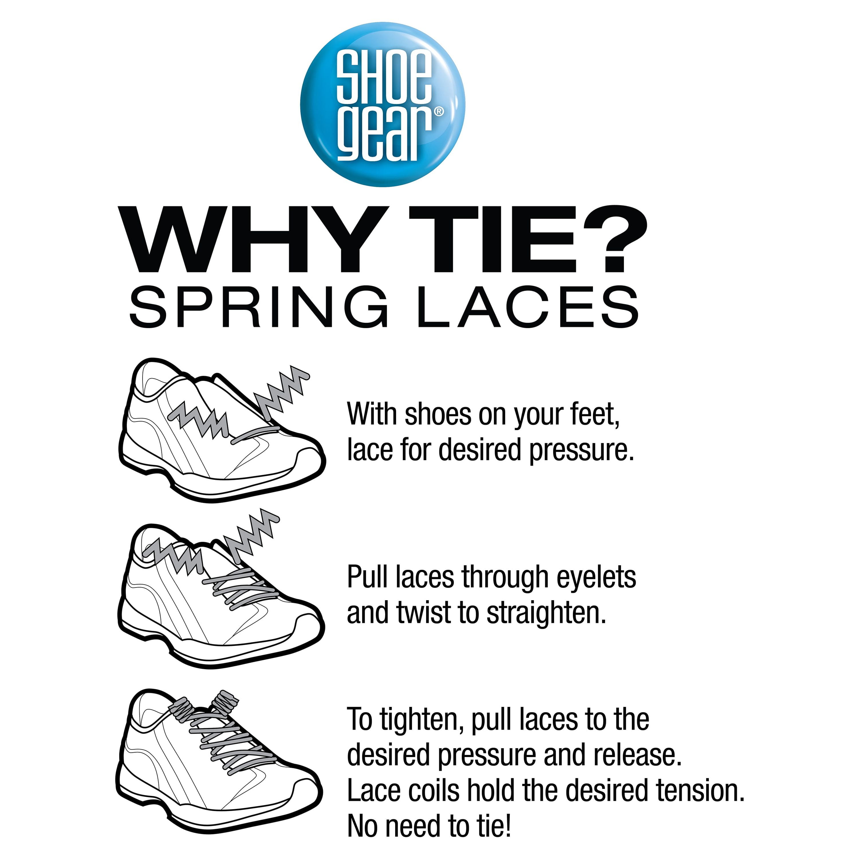 Shoe Gear Why Tie Special Laces for Men and Women, Polyester, White, 36"