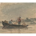 thumbnail image 3 of David Cox 23x20 Black Modern Framed Museum Art Print Titled - Fishermen Drawing a Net (ca. 1820), 3 of 5