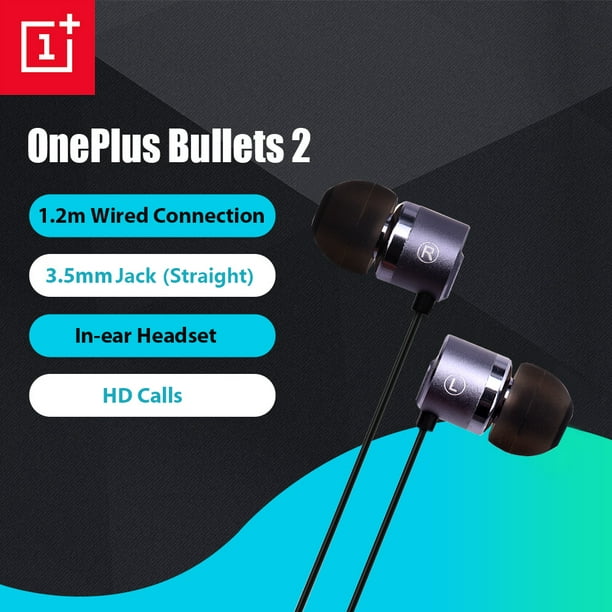 OnePlus Bullets 2 In-Ear Headset HD Sound Fast Charge Headphone 3.5mm Charging Port 9mm Driver 1.25m Wire Length Earphones with...