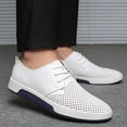 thumbnail image 6 of Santimon Breathable Leather Shoes Men Casual Shoes Non-Slip Sneakers White 10.5 US, 6 of 7