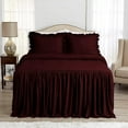 thumbnail image 2 of 4 Piece Long Ruffle Sheet Set, 30" Inch Long Ruffle On Corner Of The Flat Sheet, 10 Inch Deep Pocket, 100% Egyptian Cotton, 800 TC, Cal King Size, Solid Wine, 2 of 9