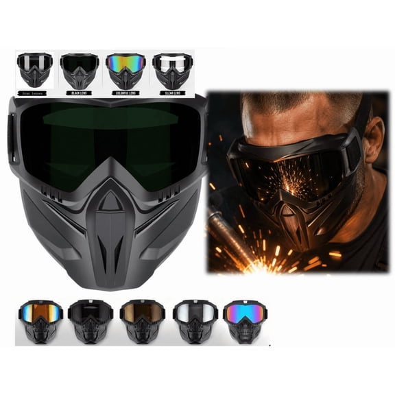 2026 Upgraded Grass Cutting Mask, Anti-Fog Detachable Full Face Goggle Mask, Windproof Grass Cutting Goggles for Mowing Grass (G)