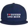 I Heart Titties and Beer Flat Brim Baseball Cap Men's and Women's