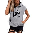 thumbnail image 2 of Women's Tank Tops Women's Plus Size Graphic Hooded Sleeveless Blouse Camisoles for Women Grey XXXL, 2 of 4