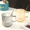 thumbnail image 4 of 2 Premium Glass Coffee Mugs With Handle, Vertical Stripes Glass Coffee Cups, Transparent Tea Cup, 4 of 4