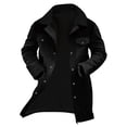 thumbnail image 2 of Men's Gradient Button Pocket Work Jacket with Fleece Lining and Suede Lining, Casual Long Coat Black S, 2 of 4