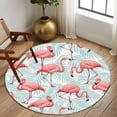 thumbnail image 2 of Round Rug 7Ft Washable Non-Slip, Pink Flamingo Circle Area Rugs for Living Room Bedroom, Blue Summer Tropical Plants Leaves Indoor Floor Mats Carpet Runner for Home Decor Aesthetic, 2 of 8