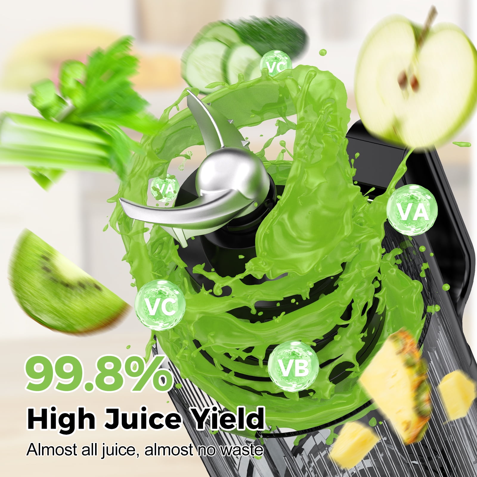 OSTBA Juicer Machine, Cold Press Juicer with Big Wide 5" Chute 1200 ml Juice Cup, Masticating Juicer for Fruits and Vegetables, High Juice Yield, Easy to Clean