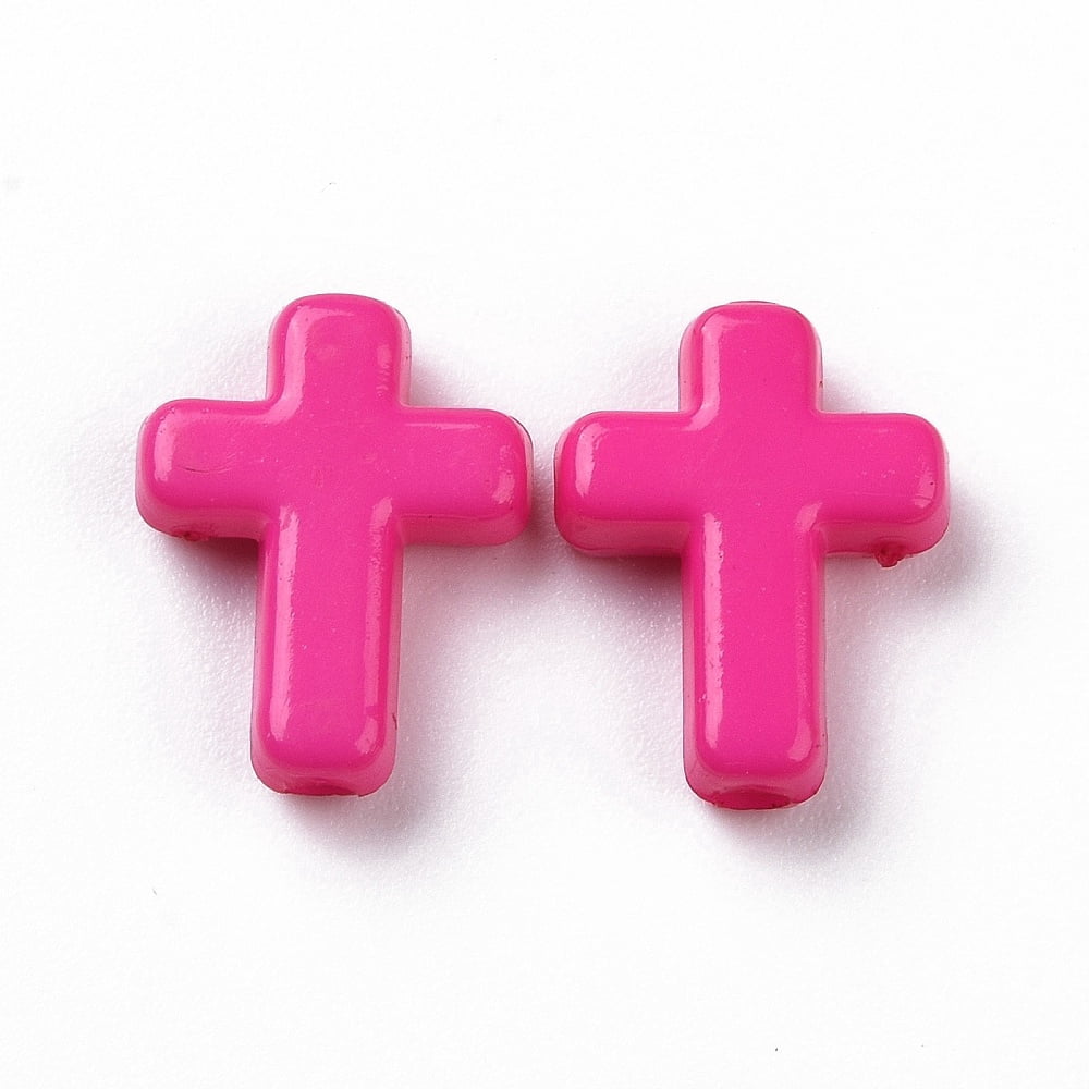 Opaque Acrylic Beads Cross Mixed color 16x12x4.5mm 1230pcs/500g