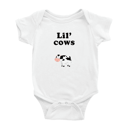 

Cute Baby Jumpsuit Lil Cows Animal Funny Boy & Gril Infant Clothes (White 6-12 Months)