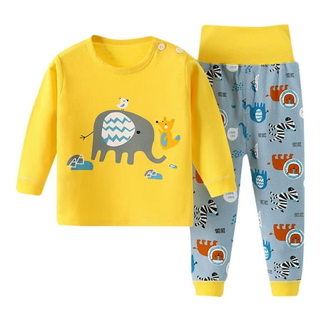 

ZHAGHMIN Baby Boy Bottoms Toddler Girls Boys Baby Soft Pajamas Toddler Cartoon Prints Hight Waist Long Sleeve Kid Sleepwear Sets 2 Year Boy Clothes Jacket Pant Set Baby Boy Winter Jogging Pants Set