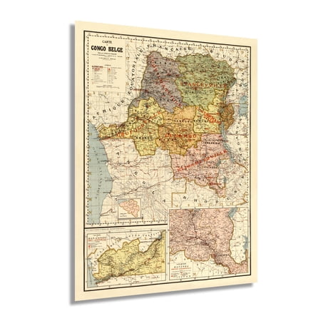 HISTORIX 1896 Belgian Congo Map Vintage Poster Wall Art Print, 18 x 24 Inch