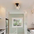 thumbnail image 3 of 1-Light Matte Black Semi-Flush Mount Ceiling Light with Clear Glass Shade and Diamond Knurl Texture on Socket, 3 of 8