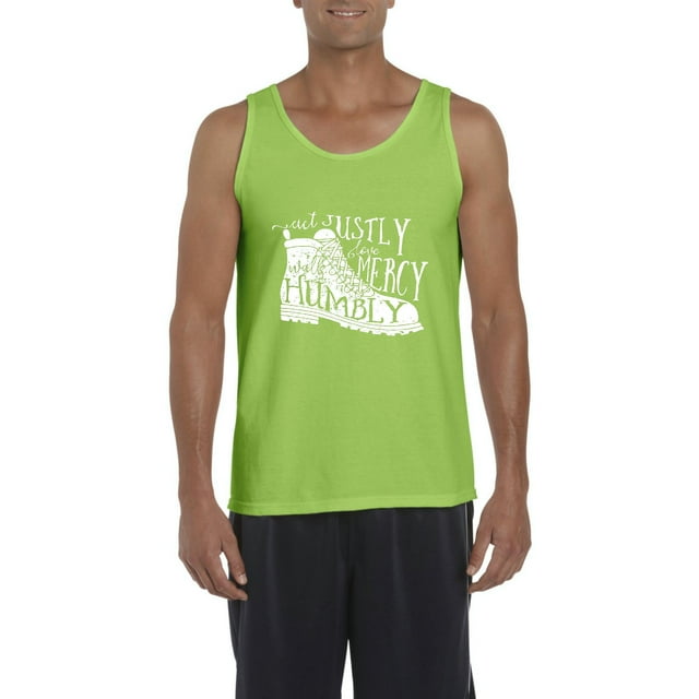 Novelty Tank Top Act Justly Love Mercy Walk Humbly Mens Tanks