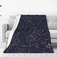 thumbnail image 1 of Balery Copper-Gold Gloss Outline Navy Dark Blue Manta de Felpa Suave y Acogedora – Cobija de Franela Aterciopelada para Cama, Lavable y Cálida para Sofá, Mascotas, Transpirable-80"x60", 1 of 7